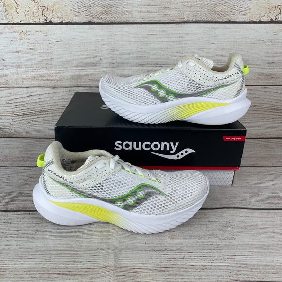 Saucony Kinvara 14 Womens Sz 6.5 Running Shoes White Slime - Picture 1 of 11
